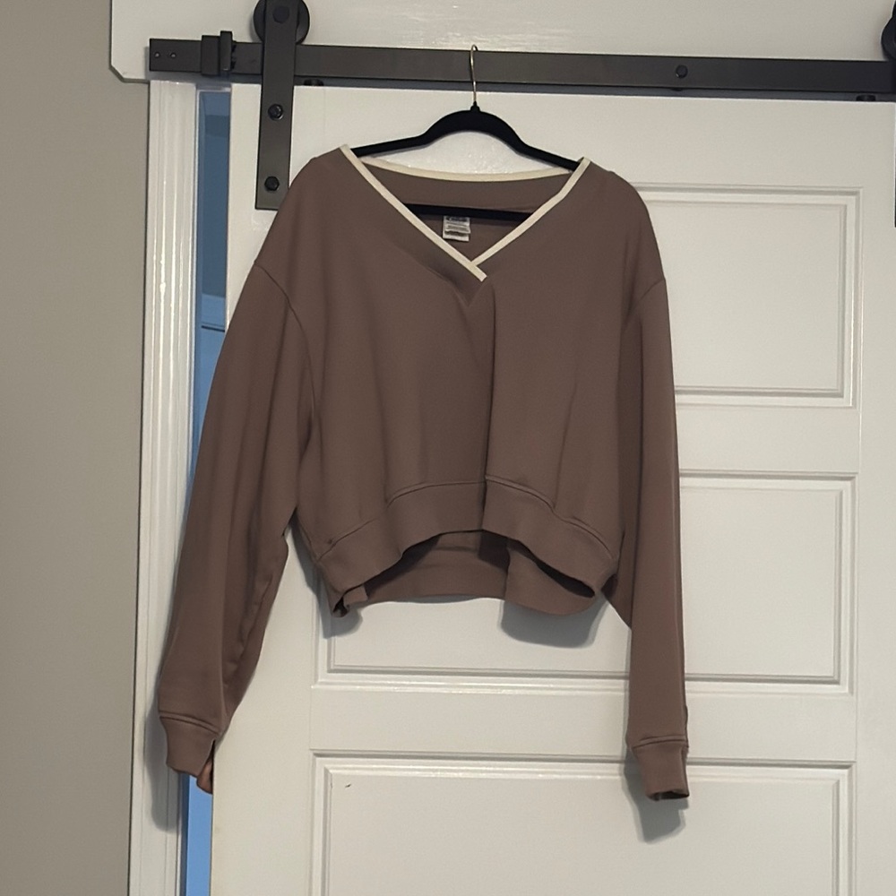 PINK Victoria's Secret Purple Cropped Relaxed Hoodie
